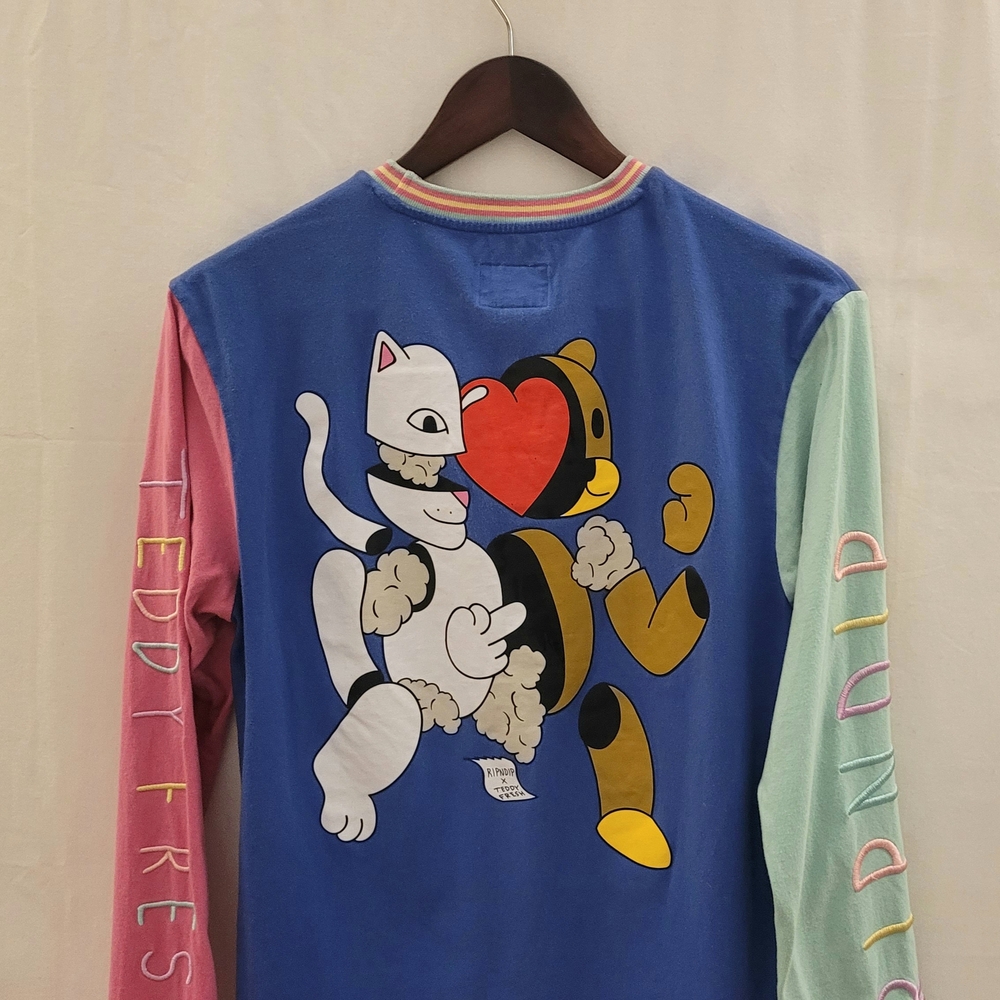 TEDDY FRESH X RIP N DIP long sleeve colorblock tee embroidered